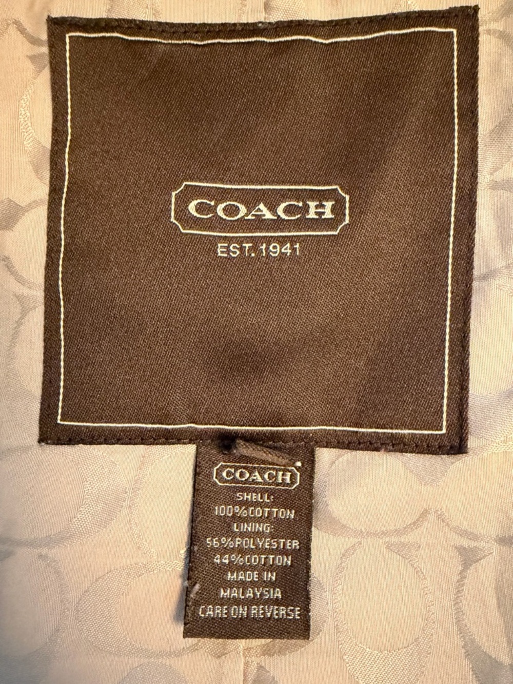 Coach Beige Single-Breasted Trench Coat - Picture 6 of 12